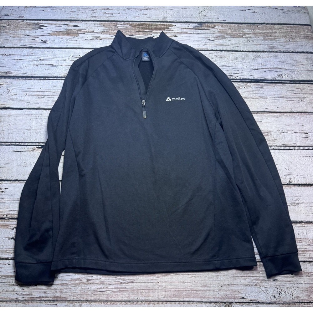 Odlo 1/4 Zip Pullover Sweater Mens‎ XXL Black Fleece Long Sleeve Outdoor Ski